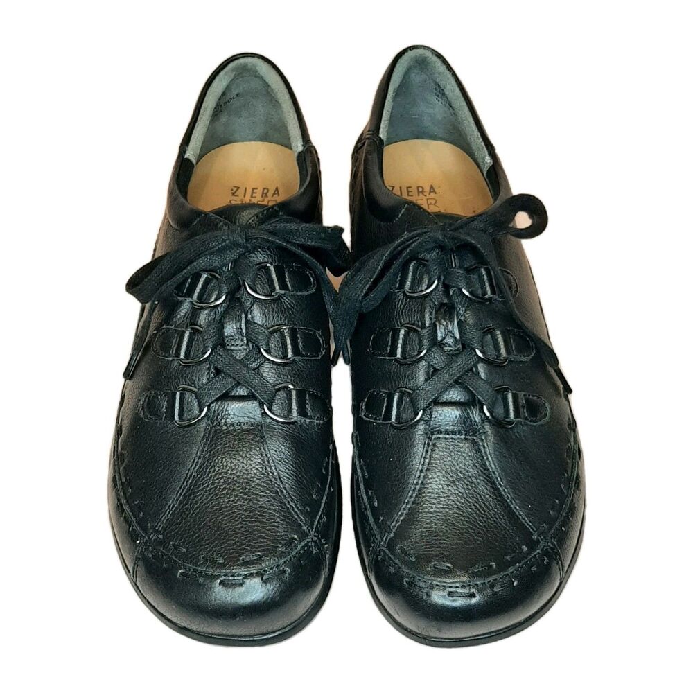 Ziera Shoes Black Women Size 39 M Leather Lace Up Super Support Allsorts